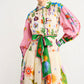 Laatste daguitverkoop 49%-Vintage Franse jurk met geplooide print