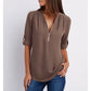 Blouses met losse 3/4 mouwen en ritssluiting in plus size