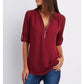 Blouses met losse 3/4 mouwen en ritssluiting in plus size