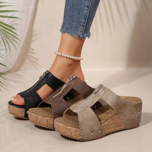 🔥2025 Ny 50% avslag Hot Sale🔥 sandaler med åpen tå med kile i mote