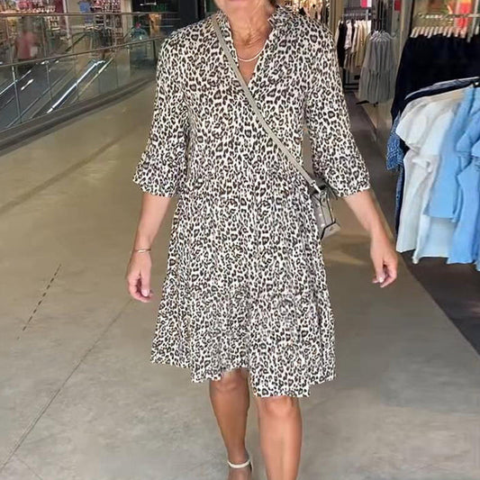 🎉 Summer Sale 55% off 🛍️Women's Trendy Leopard Print V-Neck Loose Fit Dress