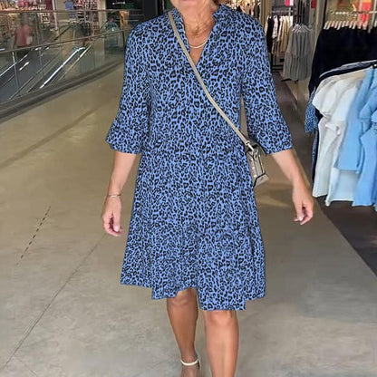 🎉 Summer Sale 55% off 🛍️Women's Trendy Leopard Print V-Neck Loose Fit Dress