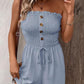 LAST DAY SALE 50% OFF💃Kvinners Fake Button Ruffle Strapless Tie Front Wide Leg Cylinder Jumpsuit